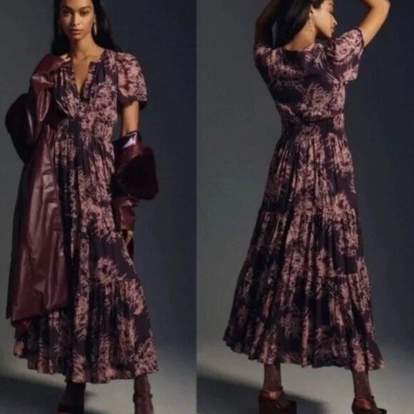 Anthropologie The SOMERSET Dress Small Tiered Whimsical Fairy Boho Maxi Holiday - Picture 9 of 13